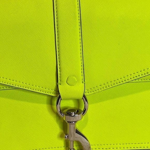 REBECCA MINKOFF HUDSON MOTO LEATHER NEON MARIGOLD BAG - Picture 5 of 16